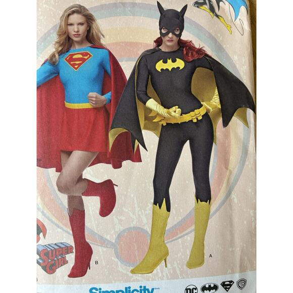 Simplicity S0680 DC Comics Super Girl & Bat Girl Costumes Sz 6-14 UNCUT Pattern - Picture 2 of 4